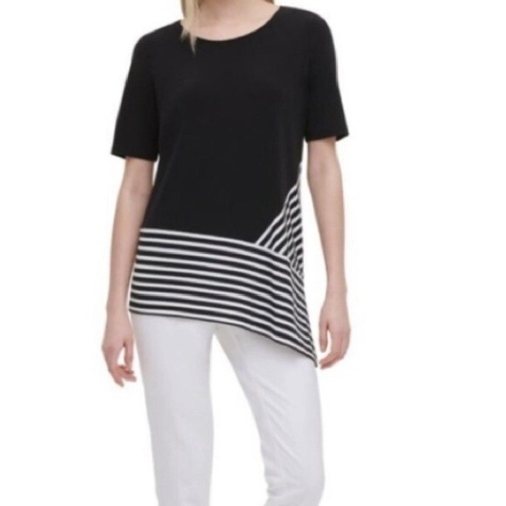 Calvin Klein Top Black with Black White Stripe XL